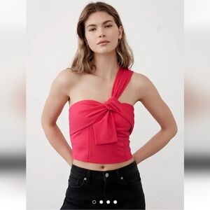 NWT Banana Republic Vibrant Red One-Shoulder Crop Top